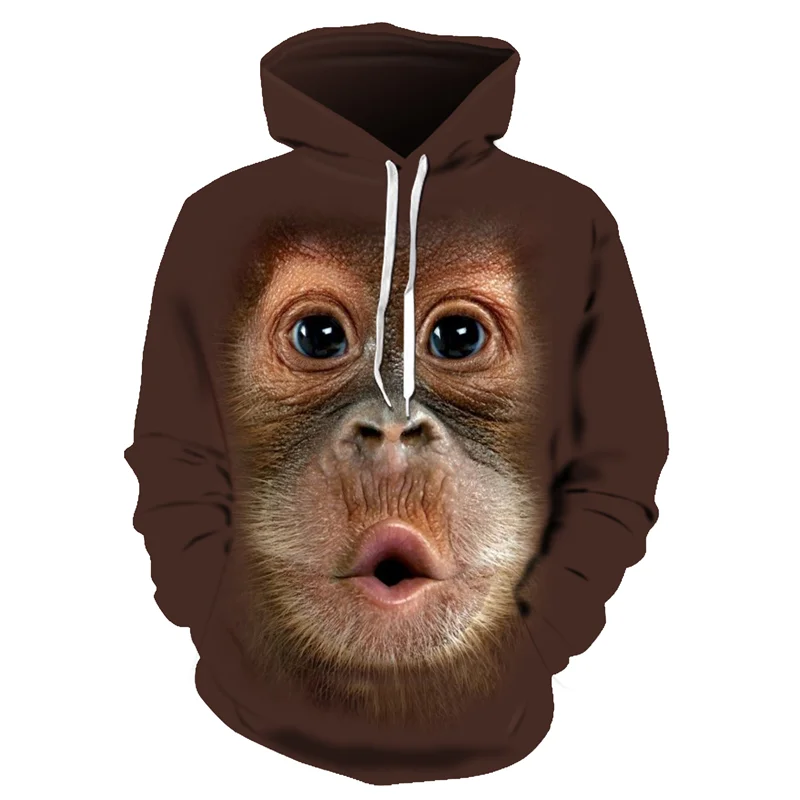 Jaqueta com Capuz e feminino, Capuz de Gorila e macaco, Estampa Oleo de orangotango, Camisola 3D  ƮƮ Կ